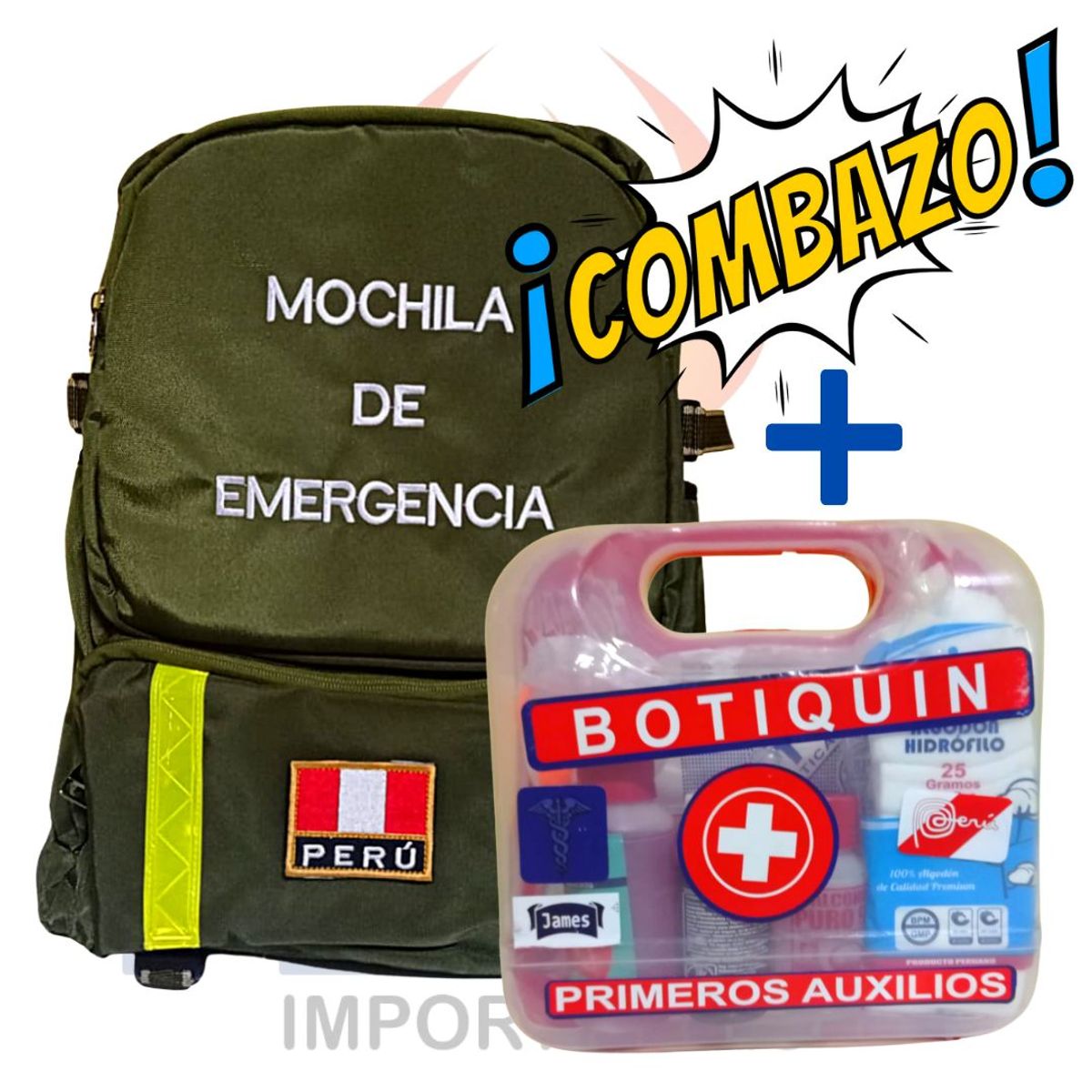 GENERICO - Mochila De Emergencia Tela Nylon Botiquín Portátil Verde