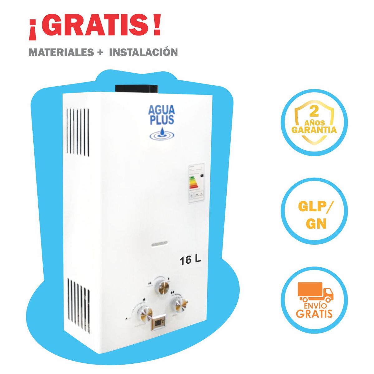 GENERICO - TERMA A GAS 16 LT GLP - AGUA PLUS