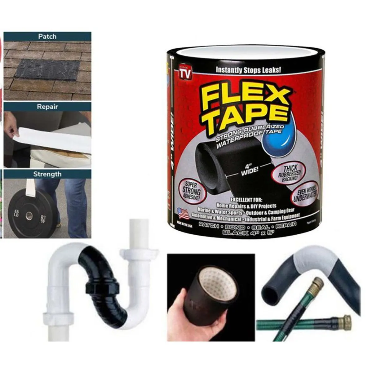 GENERICO - Flex tape cinta pega todo adhesiva 10cmx157m súper fuerte impermeable