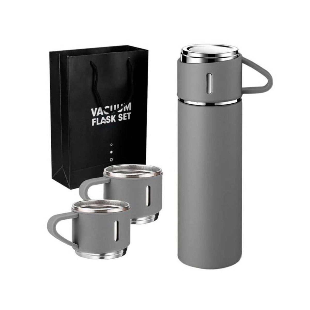 GENERICO - Set de 4 Pz Termo de Acero Inoxidable 500 ml Taza Gris