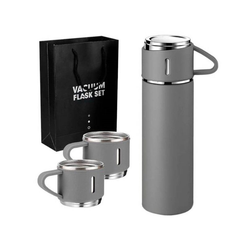 GENERICO - Set de 4 Pz Termo de Acero Inoxidable 500 ml Taza Gris