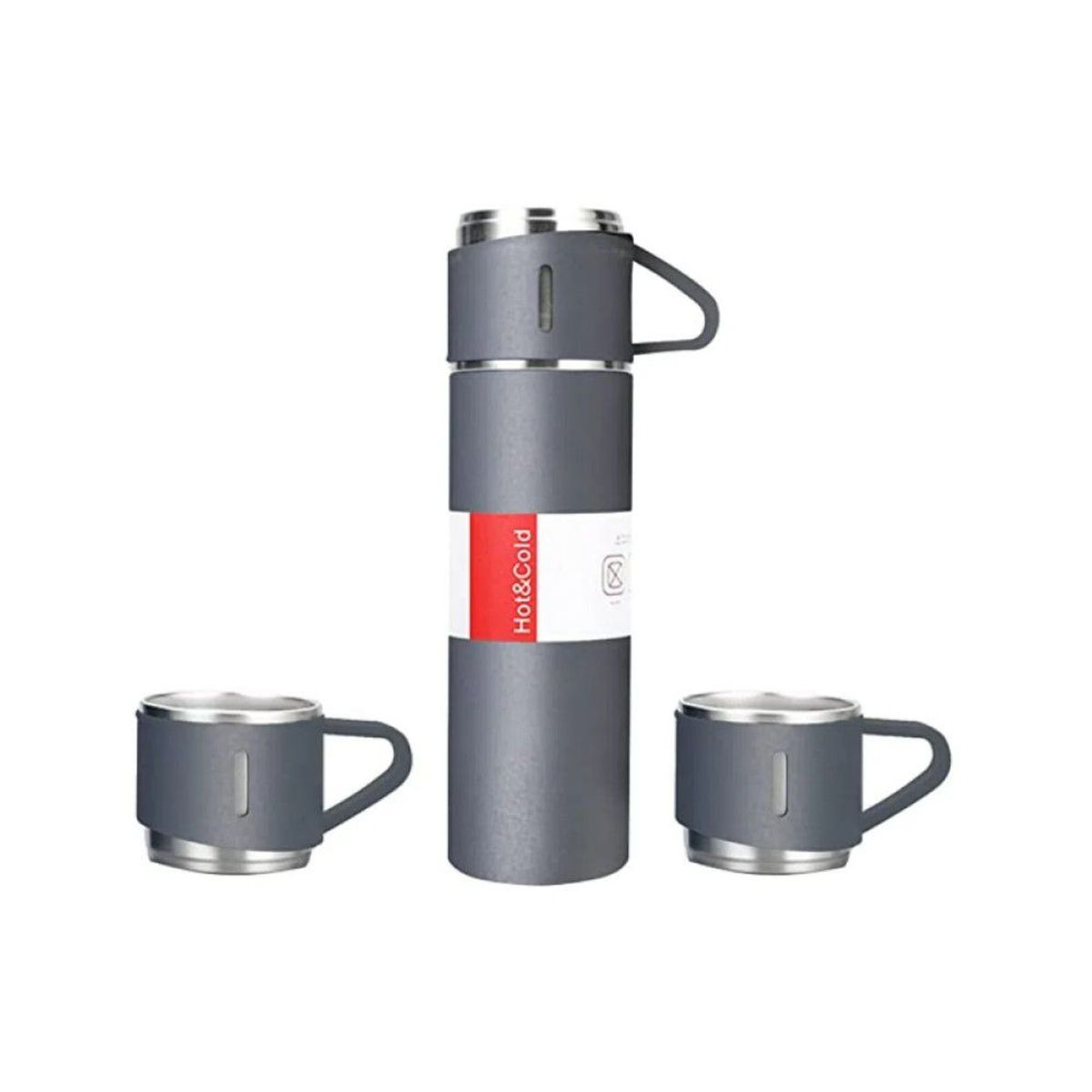 GENERICO - Set de 4 Pz Termo de Acero Inoxidable 500 ml Taza Gris