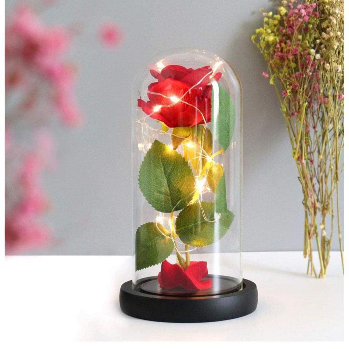 GENERICO - Cupula con rosa eterna con luz led regalo san valentin