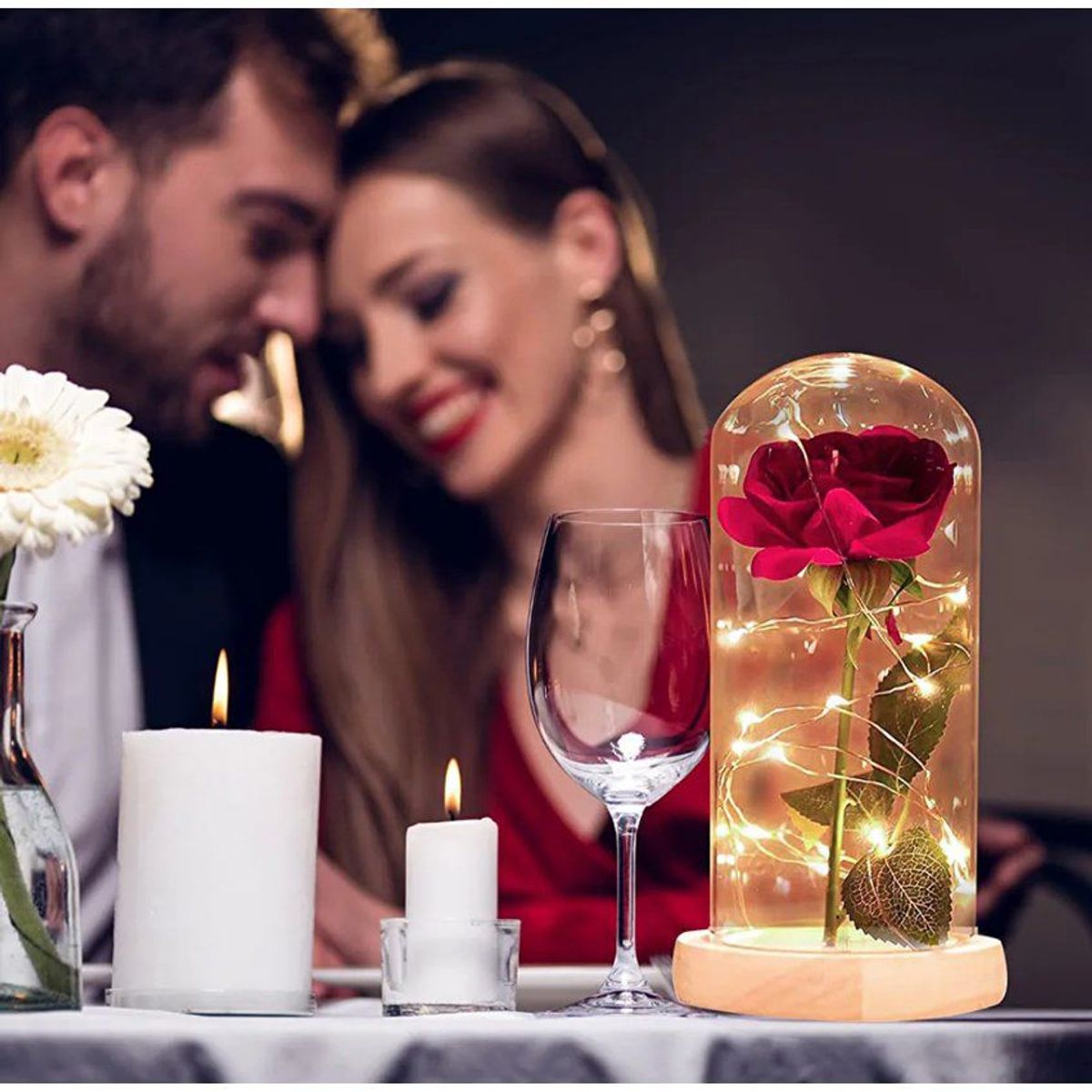 GENERICO - Cupula con rosa eterna con luz led regalo san valentin