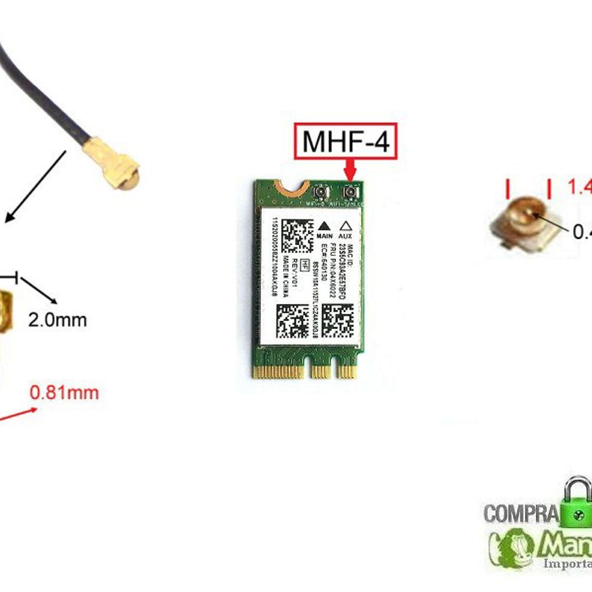 GENERICO - CABLE PIGTAIL MHF4 RP-SMA HEMBRA 17CM