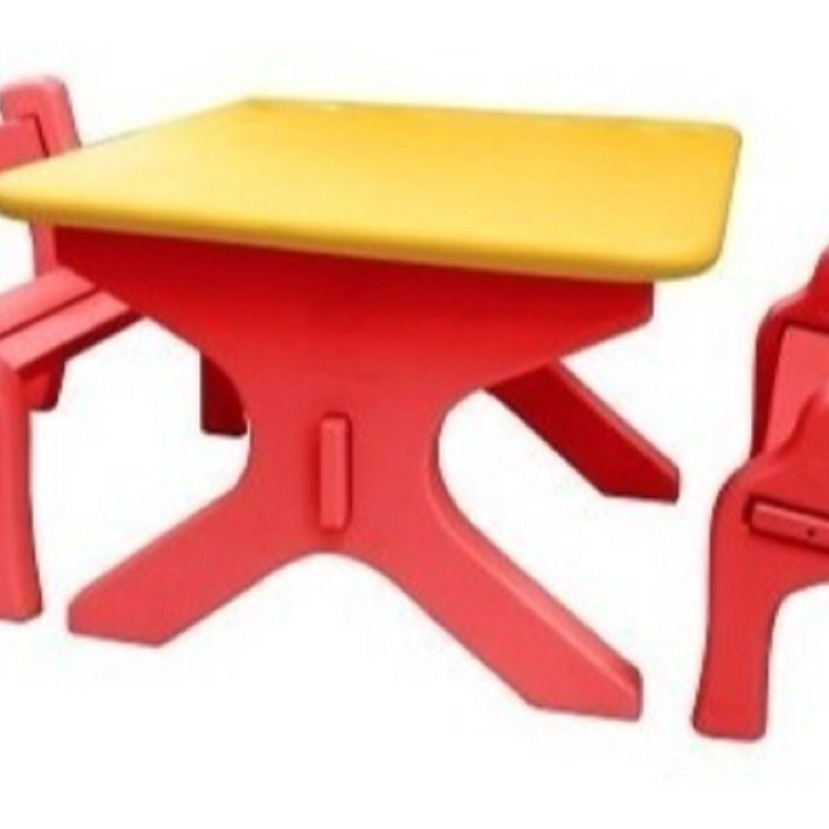 BASA - MESA Y SILLA PARA NIÑOS BASA  + 2 BANCOS ROJO SET DIDACTICO