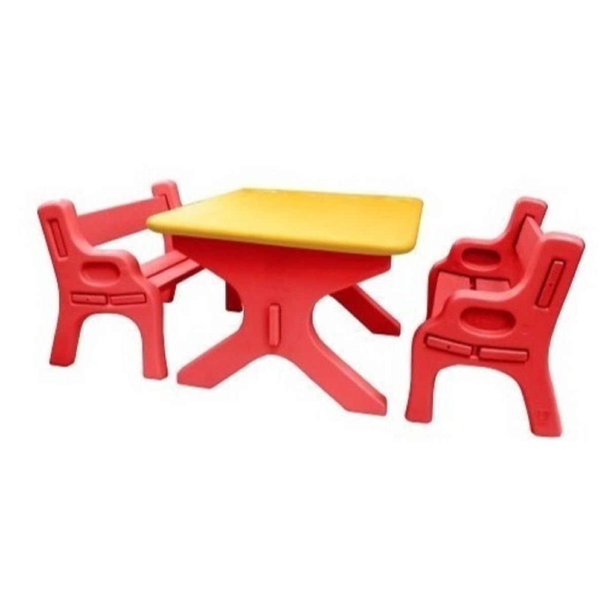 BASA - MESA Y SILLA PARA NIÑOS BASA  + 2 BANCOS ROJO SET DIDACTICO