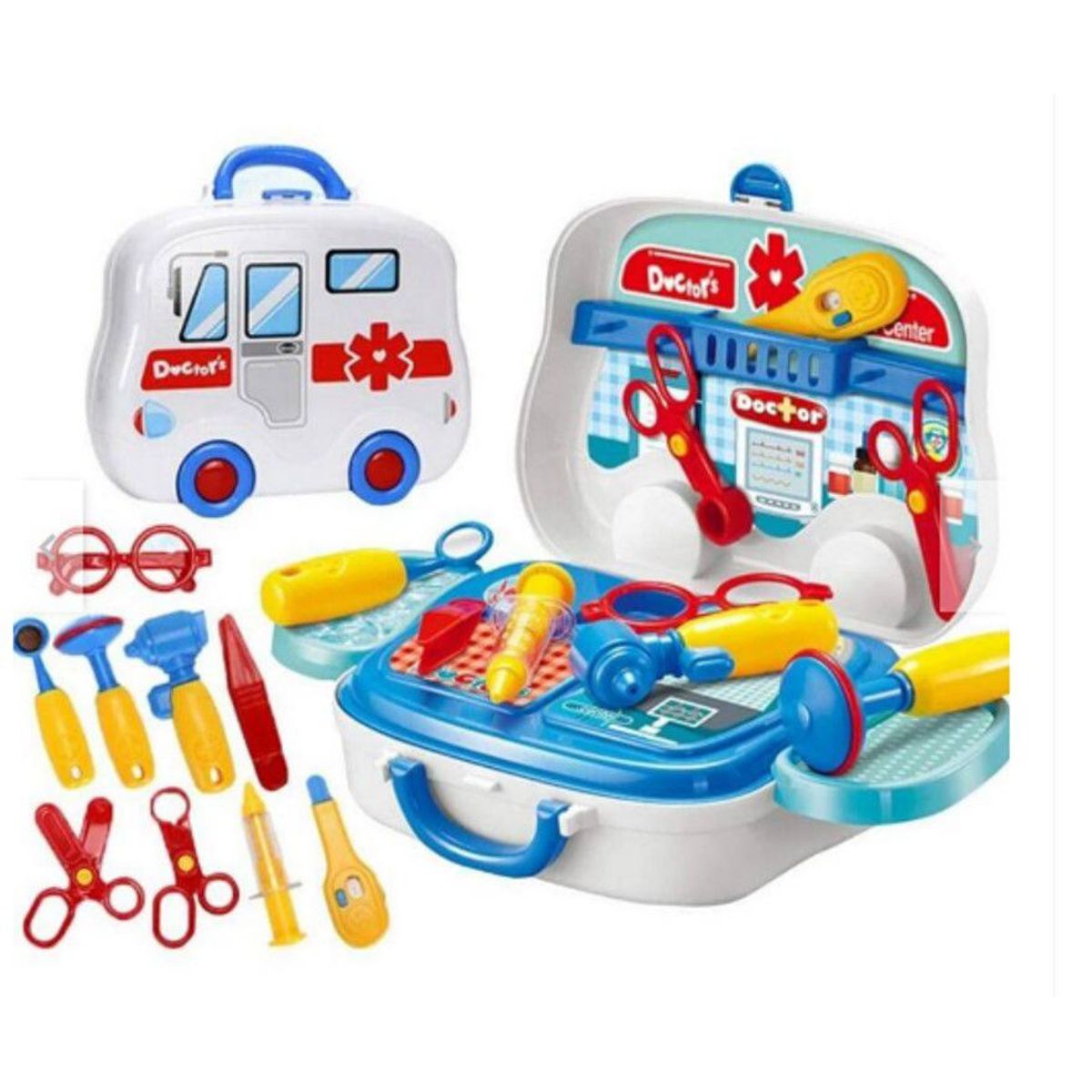 GENERICO - Set de doctor 2 en 1 maleta Ambulancia de 14 piezas