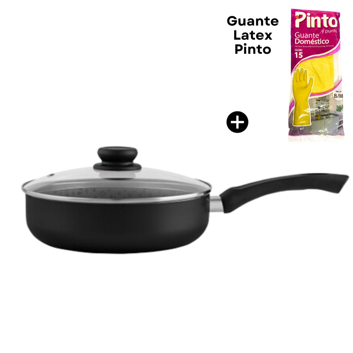 PANELUX - Sartén con Tapa Aluminio 24 cm Color Negro Línea Maximum - PANELUX