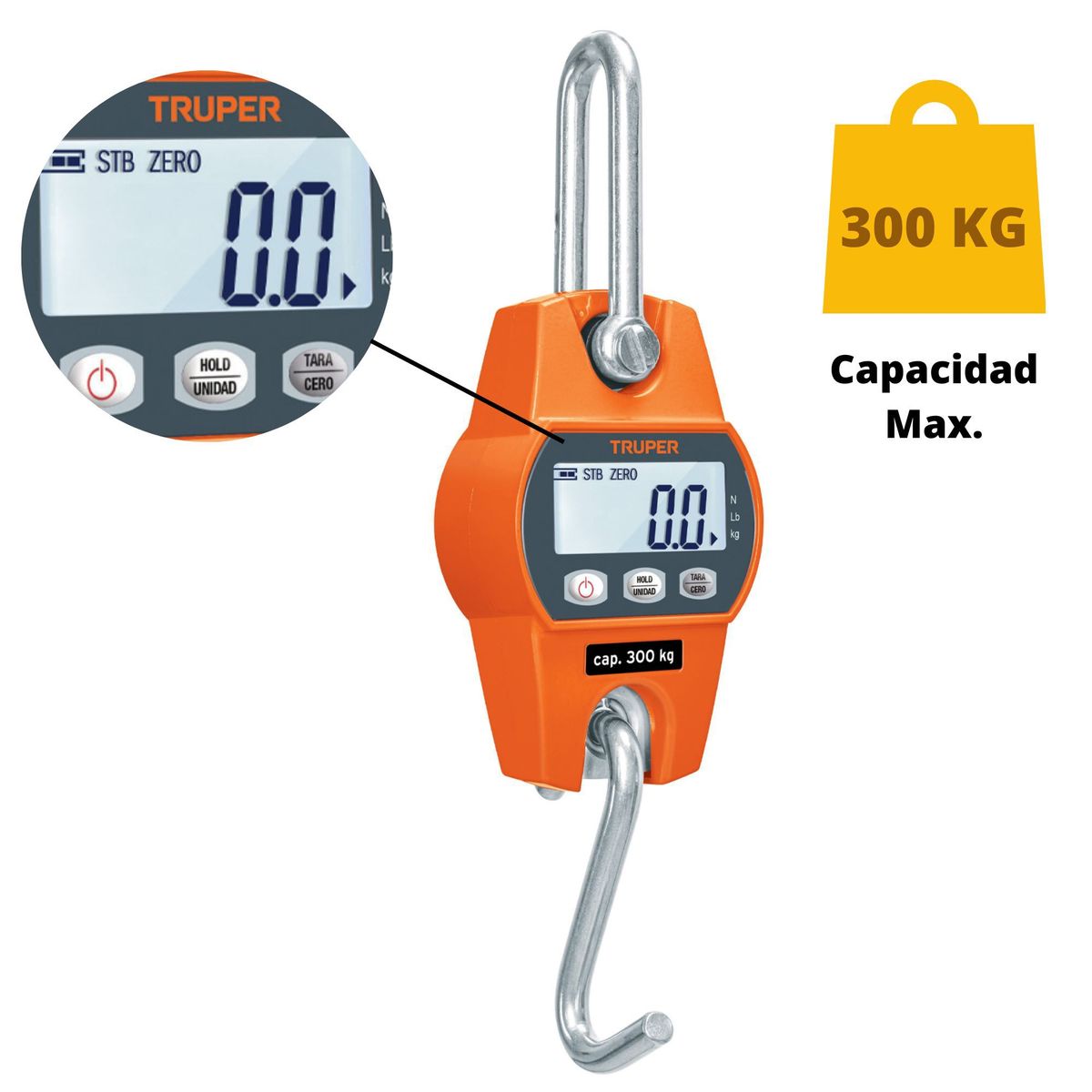 TRUPER - Balanza electrónica colgante 300kg truper