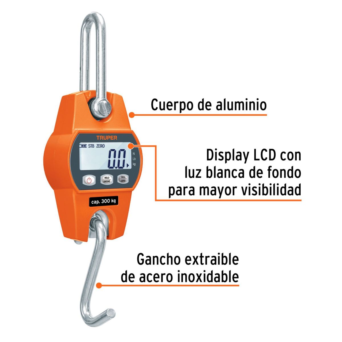 TRUPER - Balanza electrónica colgante 300kg truper