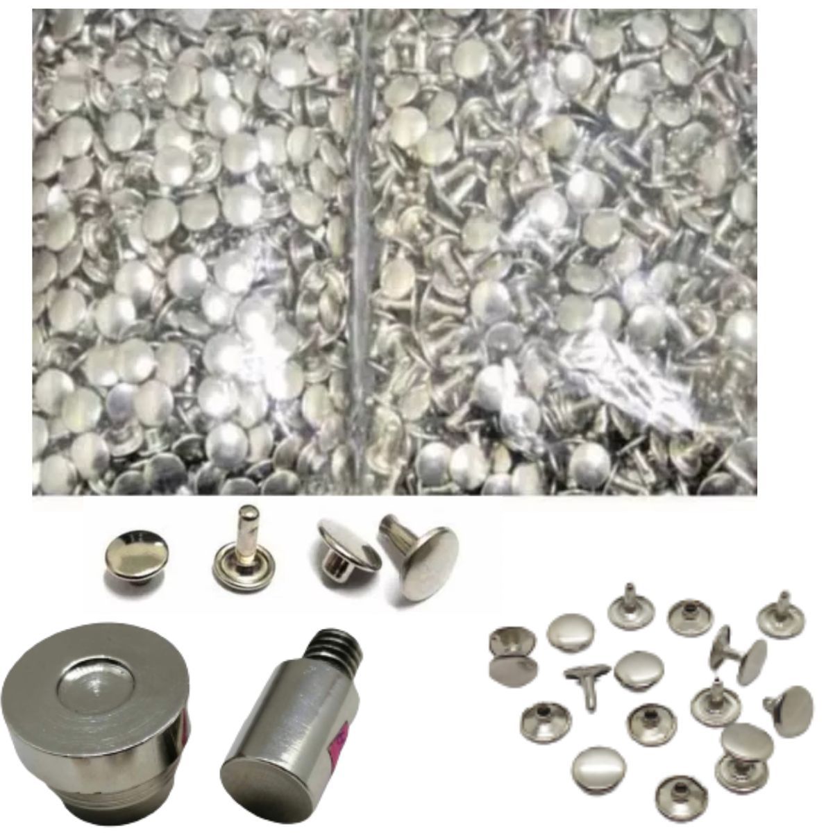 GENERICO - 1,000 Und. Remaches Doble Cabeza, Remache De Doble Cara Tapa