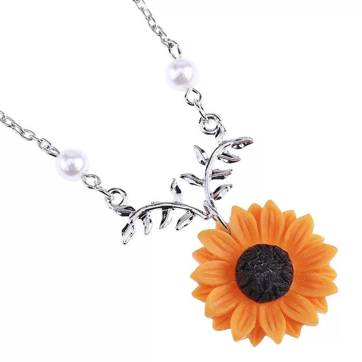 GENERICO - Collar de girasol plateado