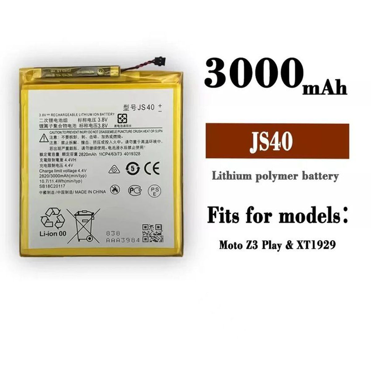 BAND IT - Bateria motorola z3 play  js40  nuevo-negro