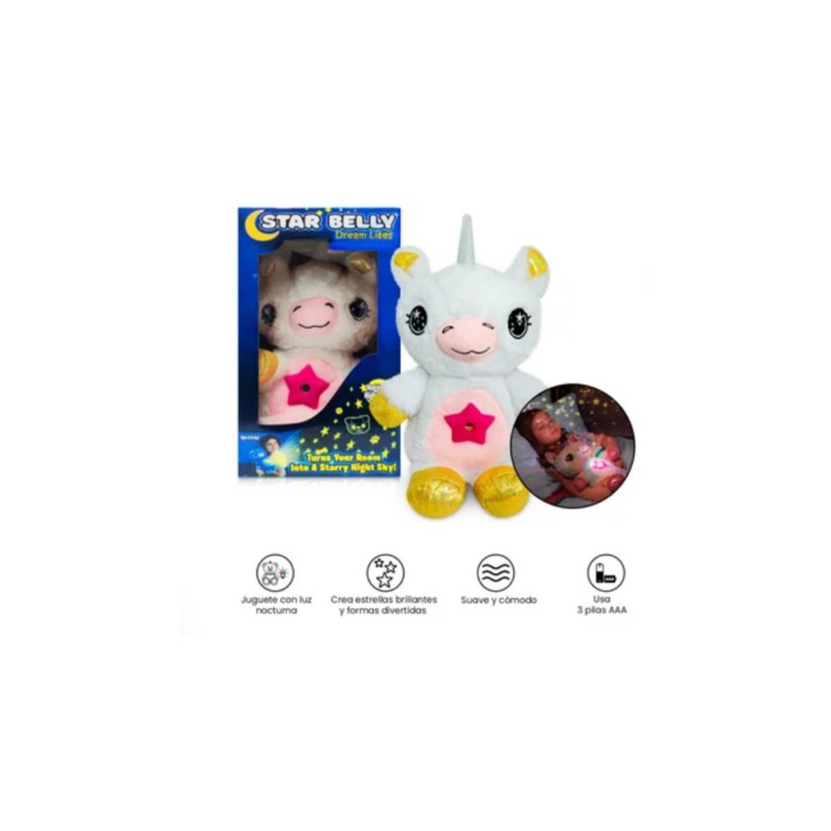 GENERICO - Peluche con proyección de luz unicornio