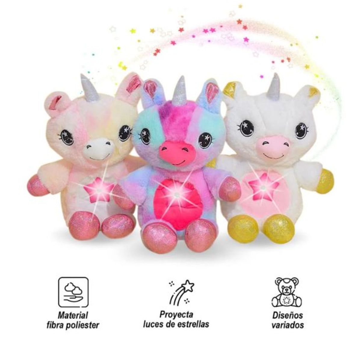 GENERICO - Peluche con proyección de luz unicornio