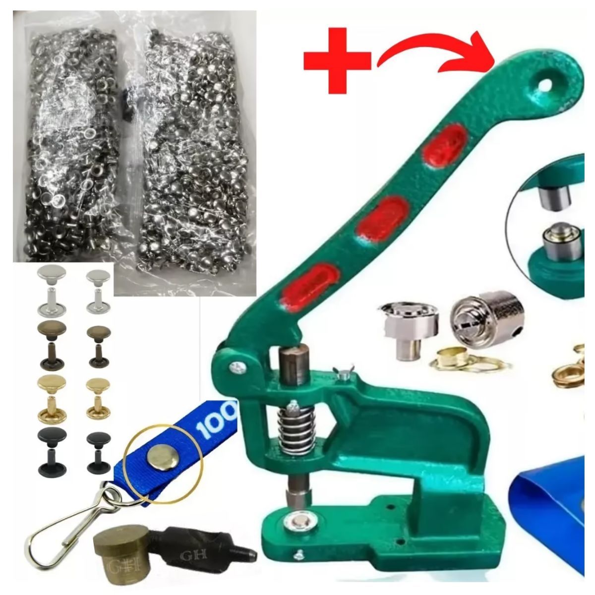 GENERICO - Remachadora Manual Con Remaches Troquel Sacabocado -COMPLETO