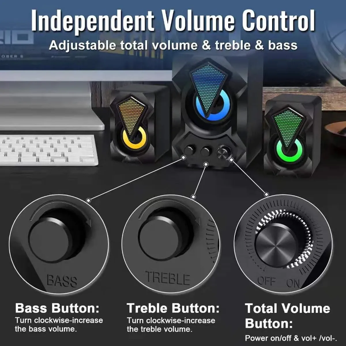 SEISA - Parlantes con Subwoofer Gamer RGB para PC Laptop y Teléfono