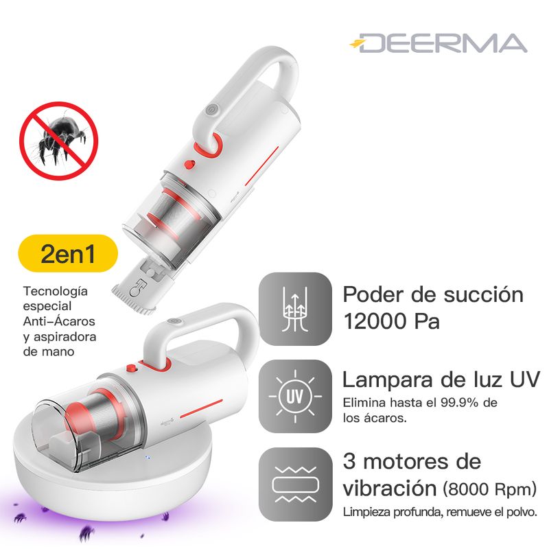 DEERMA - Aspiradora Anti-Ácaros y de Mano CM1300 - 2 en 1