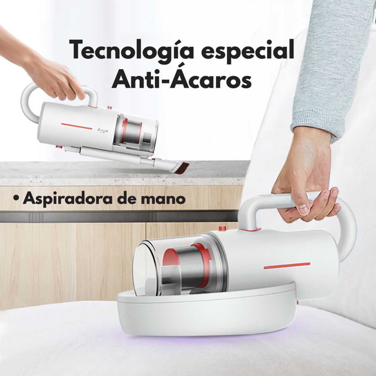DEERMA - Aspiradora Anti-Ácaros y de Mano CM1300 - 2 en 1