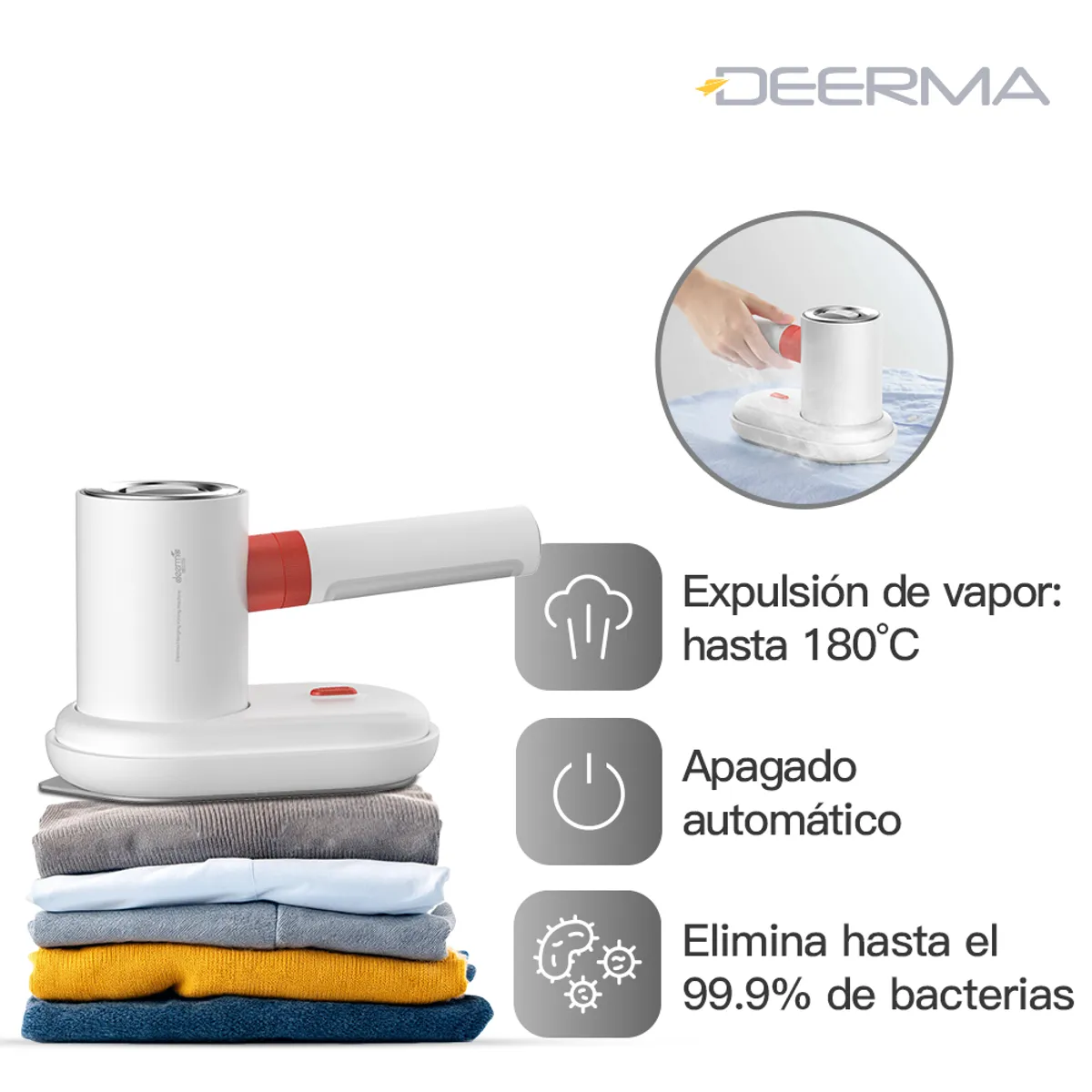 DEERMA - Plancha y Vaporizador 180°C Deerma DEM-HS200 Portatil Base de Aluminio