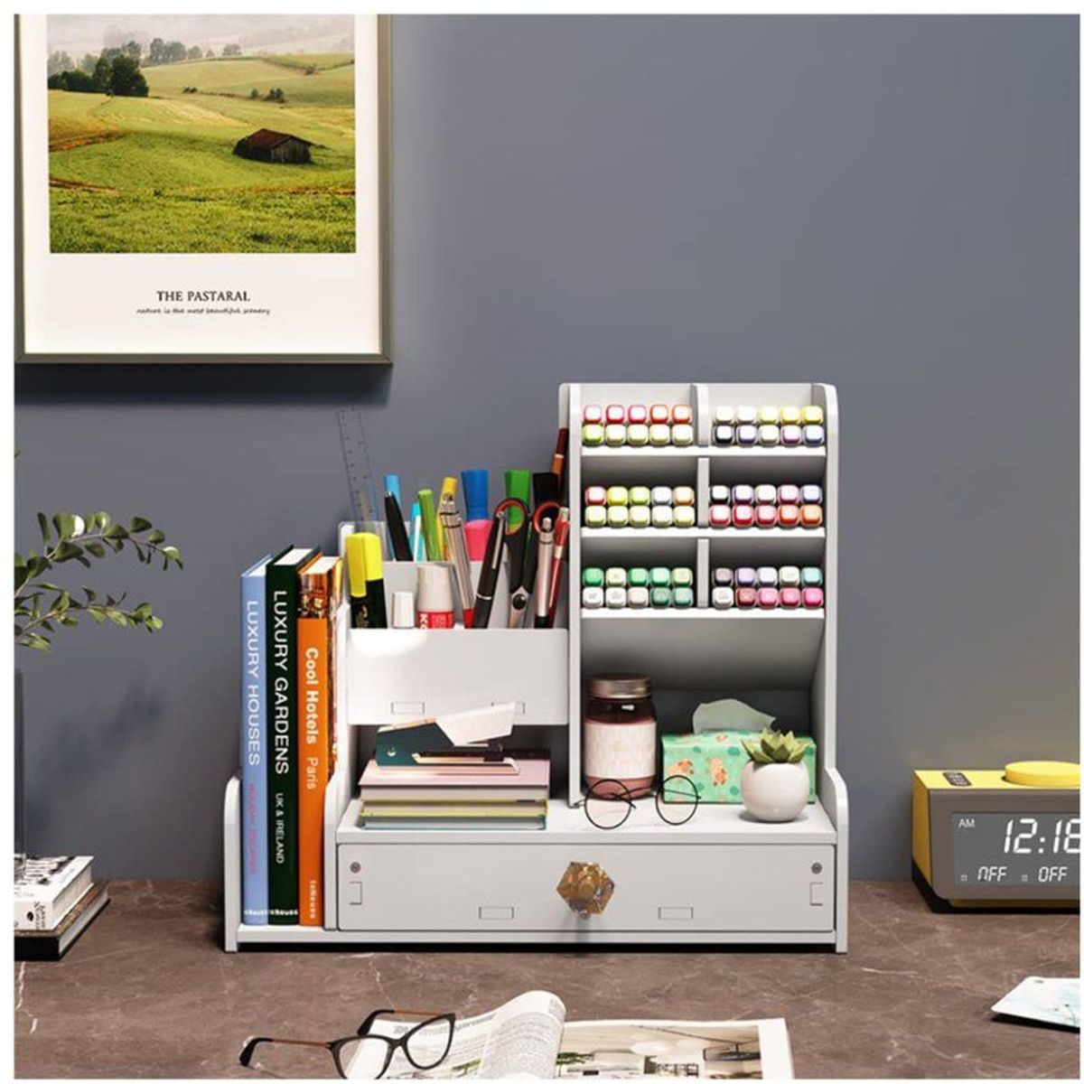 GENERICO - Estante organizador de escritorio y oficina con librero 84l