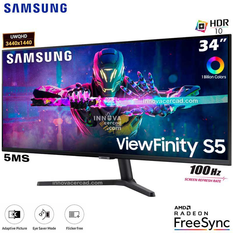 SAMSUNG - Monitor Samsung ViewFinity S5 LS34C500GALXPE de 34 UWQHD 100Hz HDR