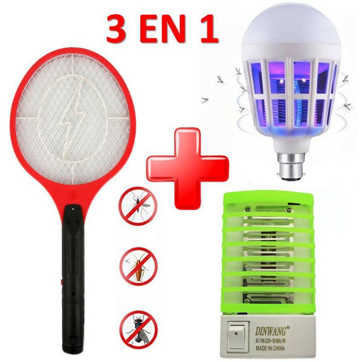 GENERICO - Combo mosquitero polillas zancudo raqueta  foco  rejilla