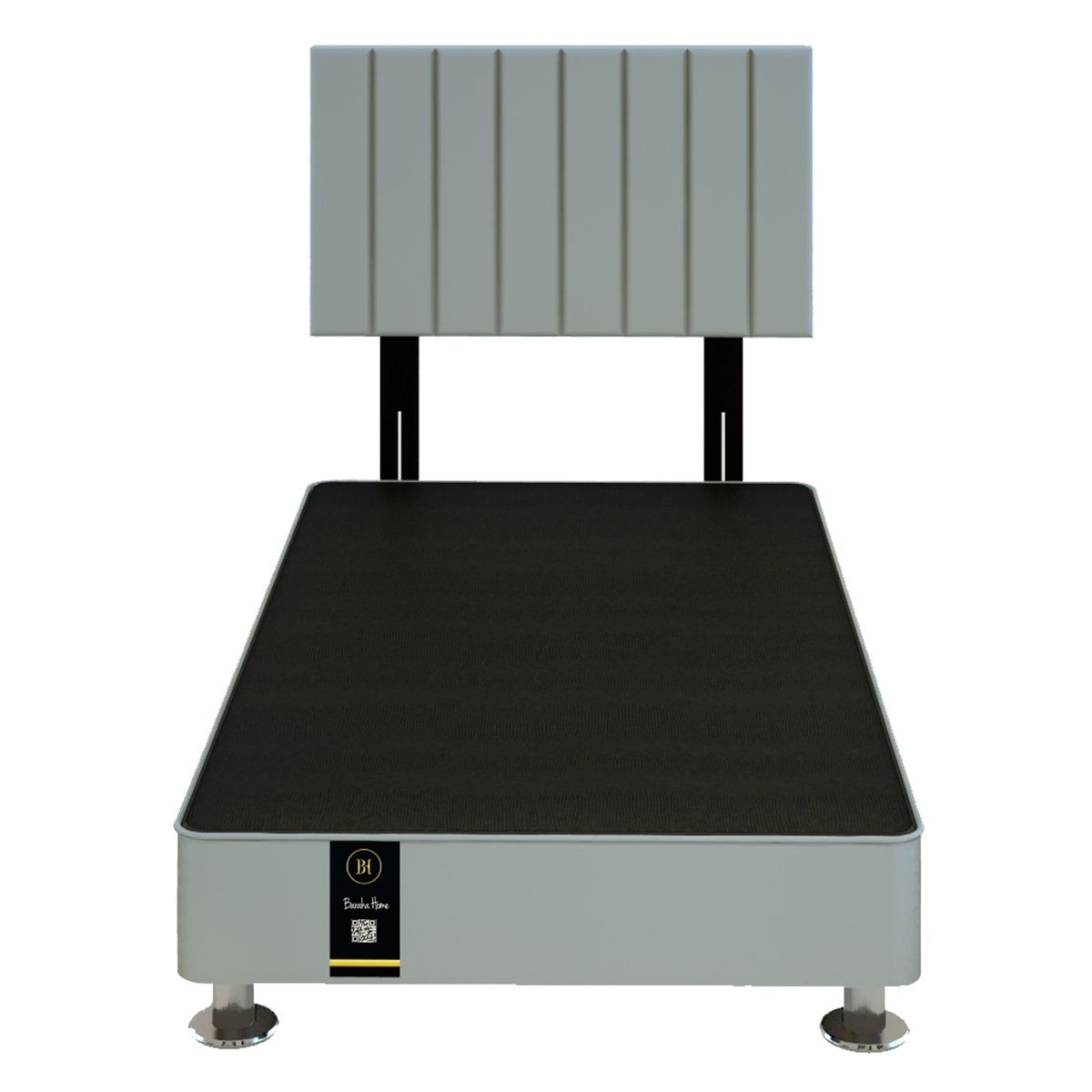 BARAKA HOME - Dormitorio Linz + Cabecera Neuss Pata Desmontable 1.5 Plz - Gris Claro