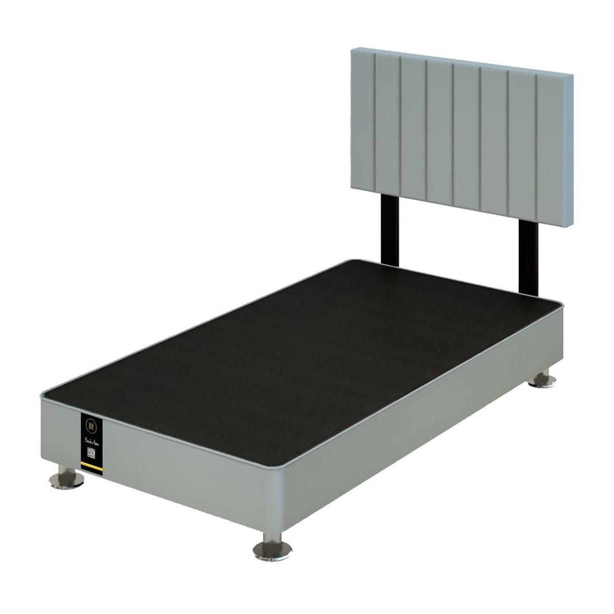 BARAKA HOME - Dormitorio Linz + Cabecera Neuss Pata Desmontable 1.5 Plz - Gris Claro