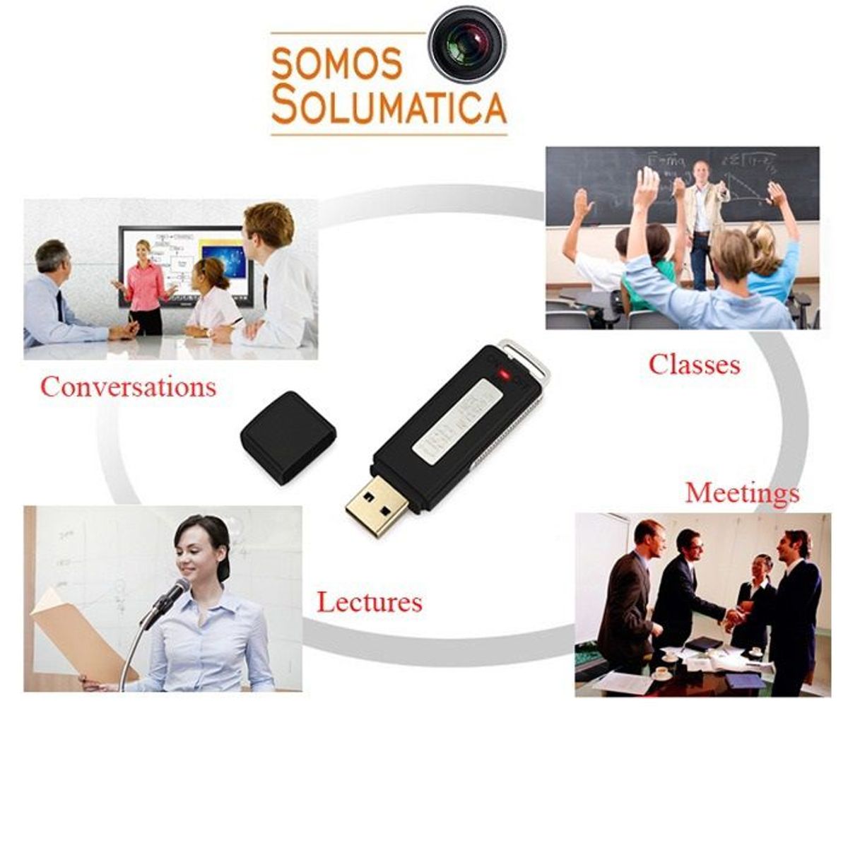 OEM - Memoria USB Espia - Grabadora De Voz - Bateria para 10 horas Grabando