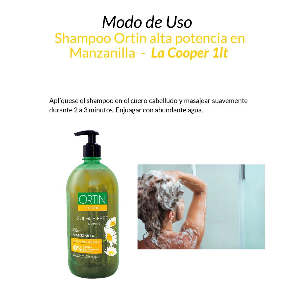 GENERICO - 3 Shampoo Ortin alta potencia en Manzanilla - La cooper 1lt