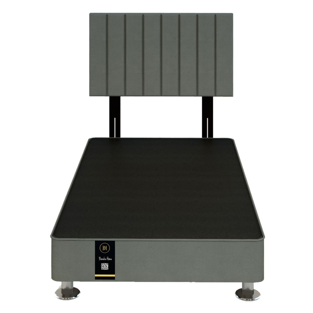 BARAKA HOME - Dormitorio Linz + Cabecera Neuss Pata Desmontable 1.5 Plz-Gris Oscuro