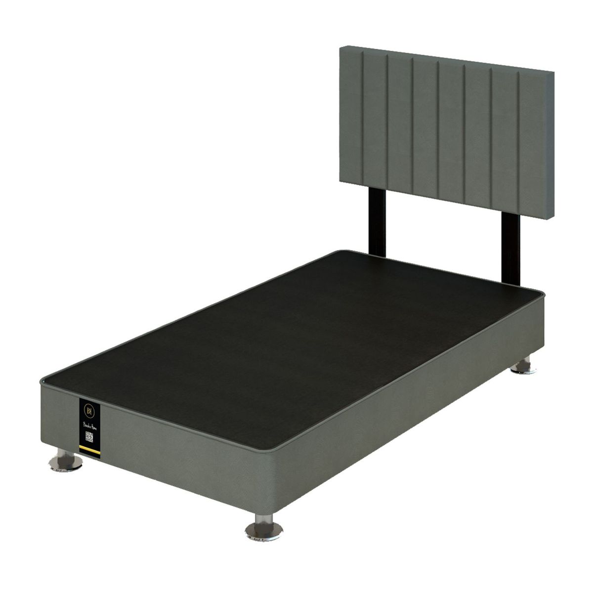 BARAKA HOME - Dormitorio Linz + Cabecera Neuss Pata Desmontable 1.5 Plz-Gris Oscuro