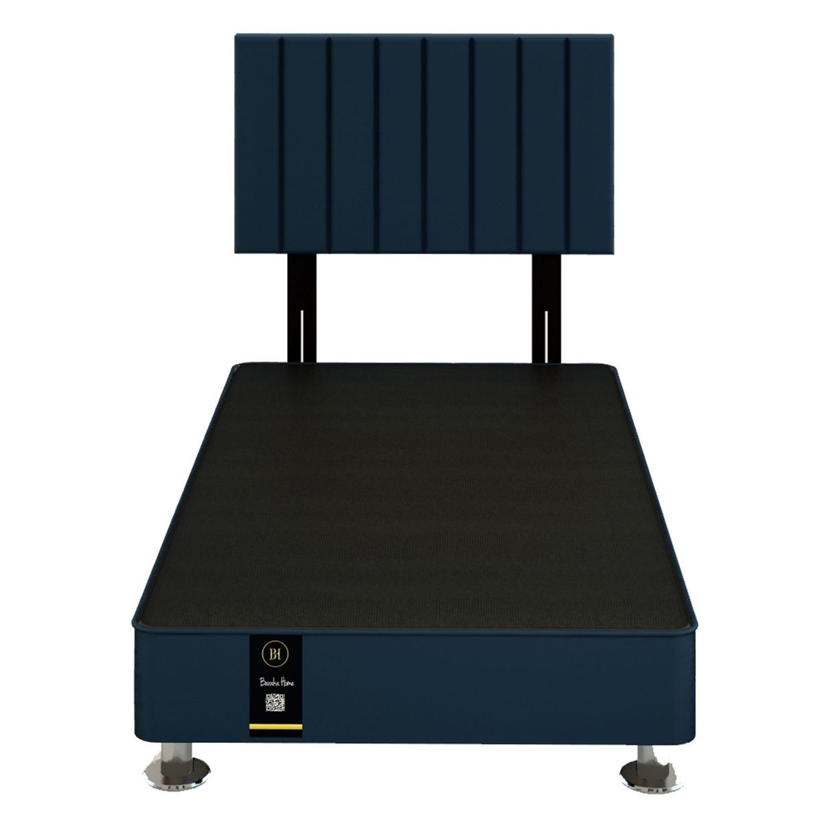 BARAKA HOME - Dormitorio Linz + Cabecera Neuss Pata Desmontable 1.5 Plz-Azul Marino