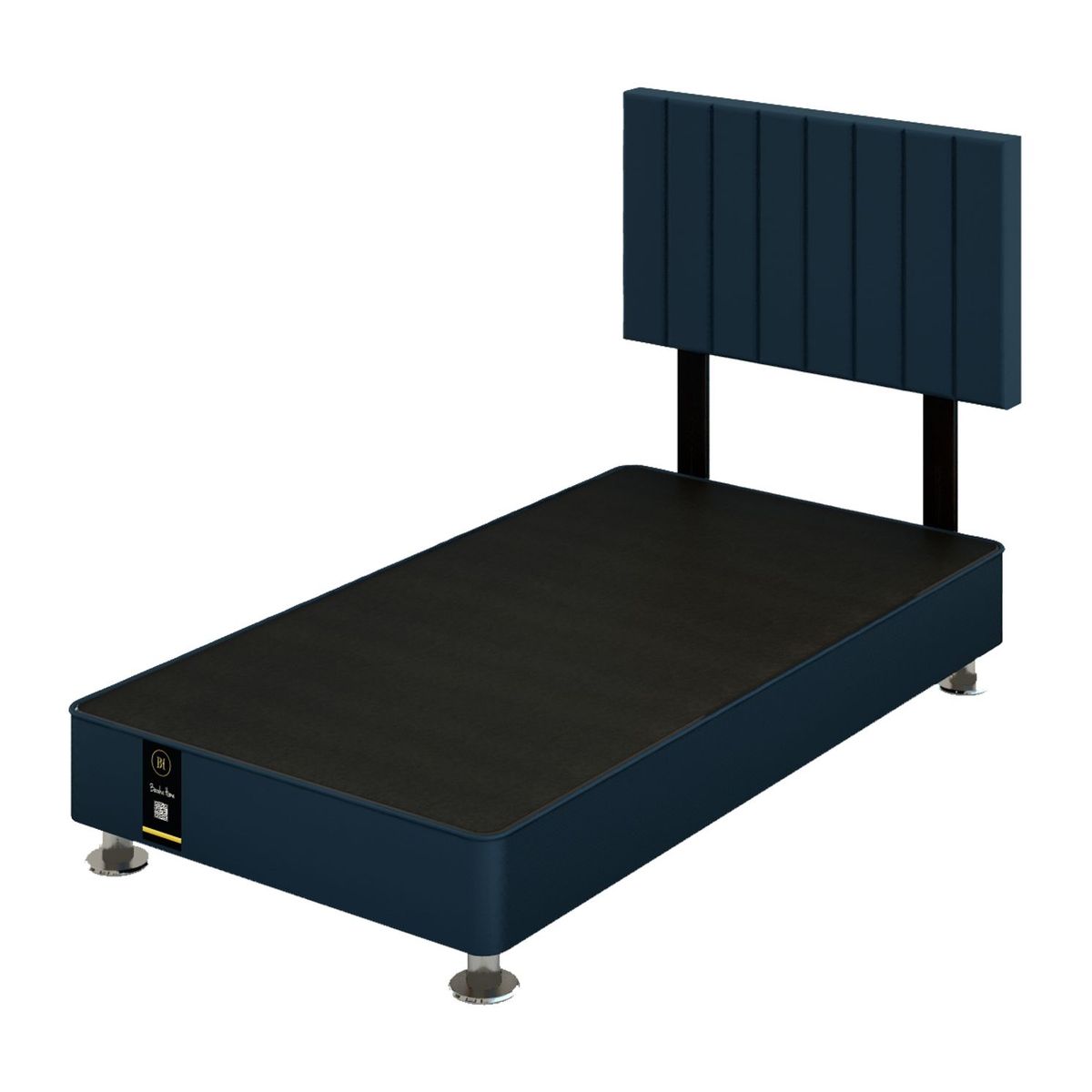 BARAKA HOME - Dormitorio Linz + Cabecera Neuss Pata Desmontable 1.5 Plz-Azul Marino