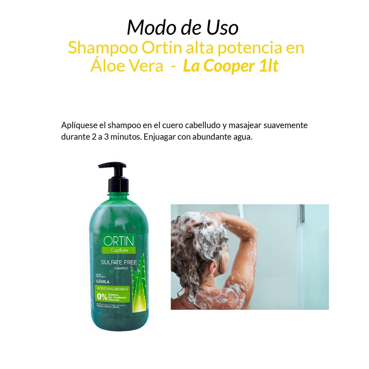 GENERICO - 3 Shampoo Ortin alta potencia en sábila - La Cooper 1lt