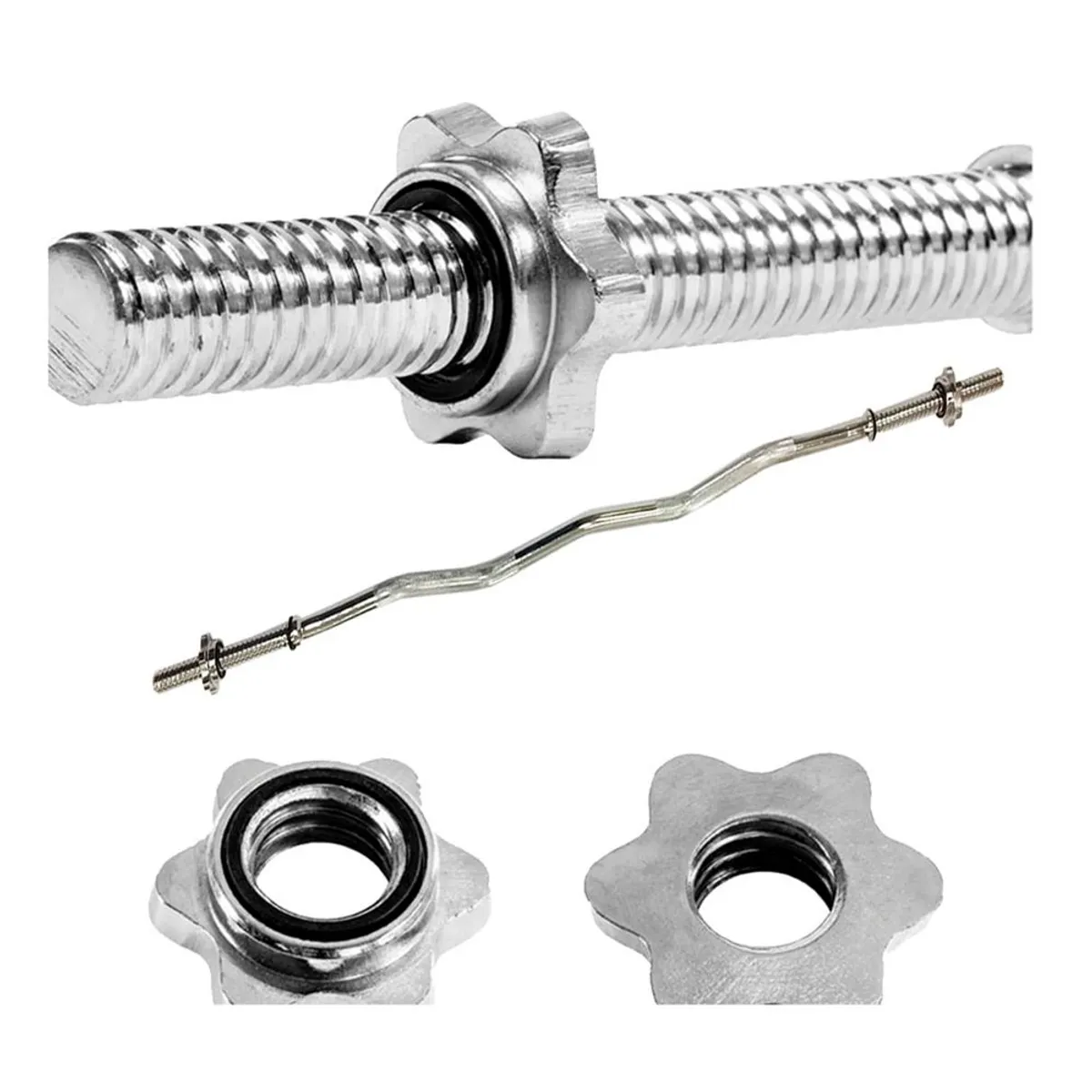 HOLGU - Barra z cromado pesas 1.20 cm + 2 seguros