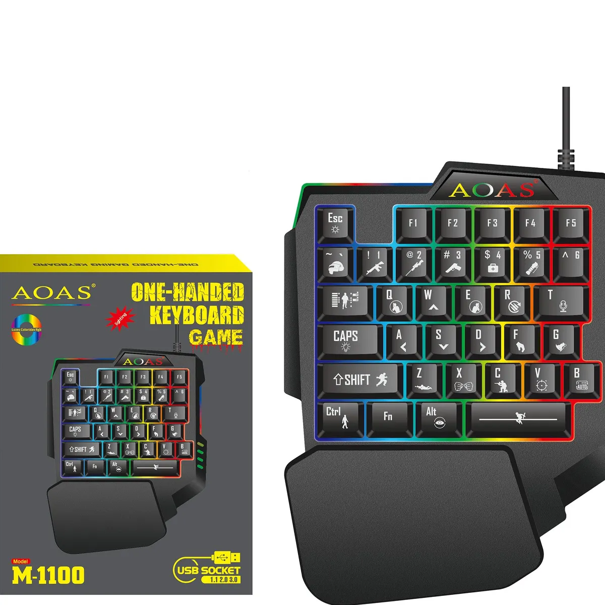 GENERICO - Teclado Gamer RGB retroiluminación Gaming PUBG - 35 Teclas - Una Mano