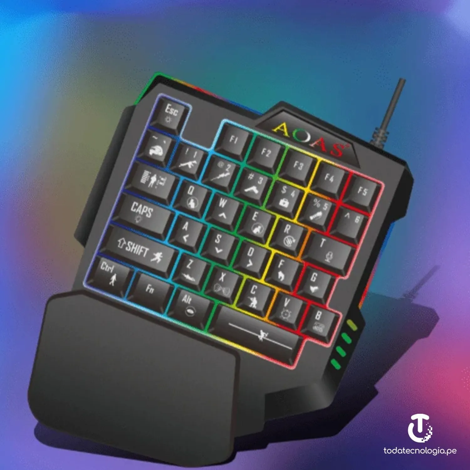 Teclado Para Juegos Con Una Sola Mano Rgb 35 Teclas