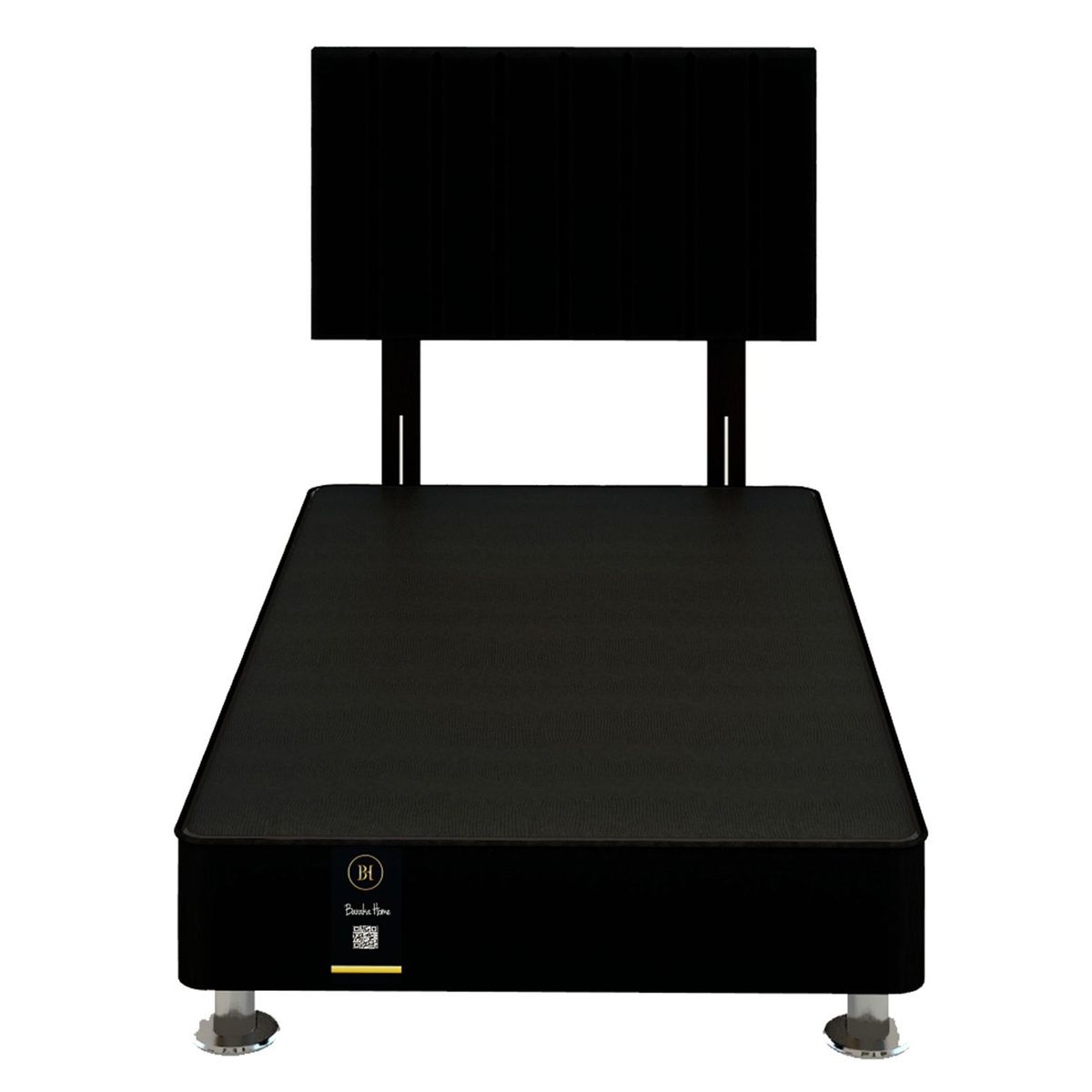 BARAKA HOME - Dormitorio Linz + Cabecera Neuss Pata Desmontable 1.5 Plz - Negro