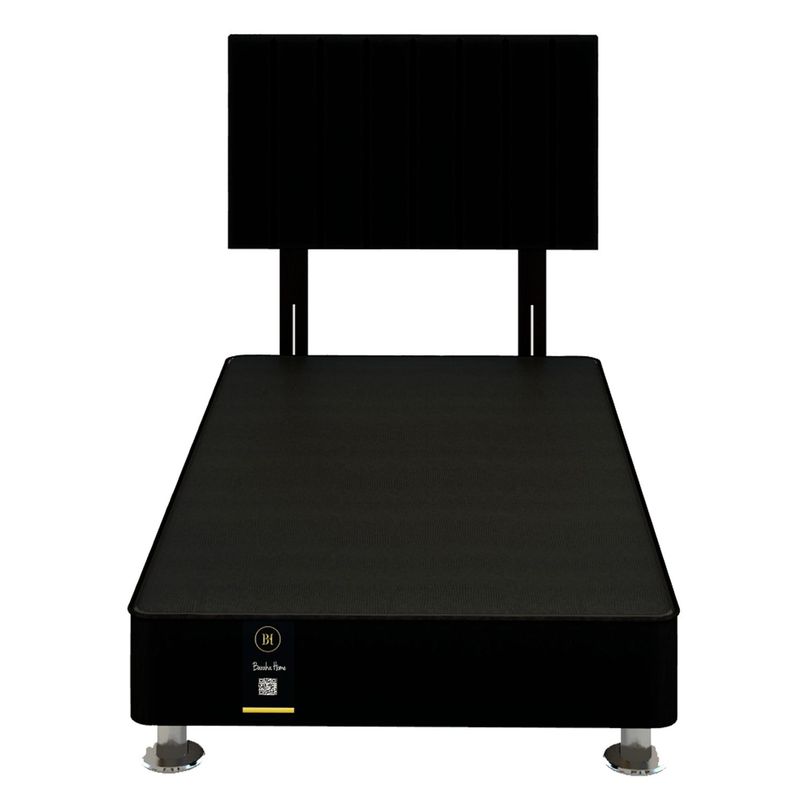 BARAKA HOME - Dormitorio Linz + Cabecera Neuss Pata Desmontable 1.5 Plz - Negro