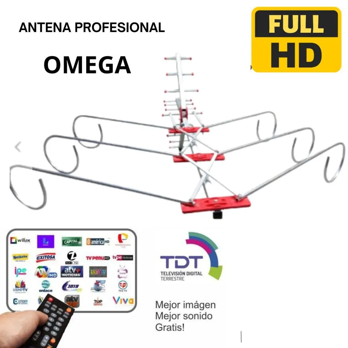 GENERICO - Antena Amplificada de Señal TDT  Modelo OMEGA Conectatef