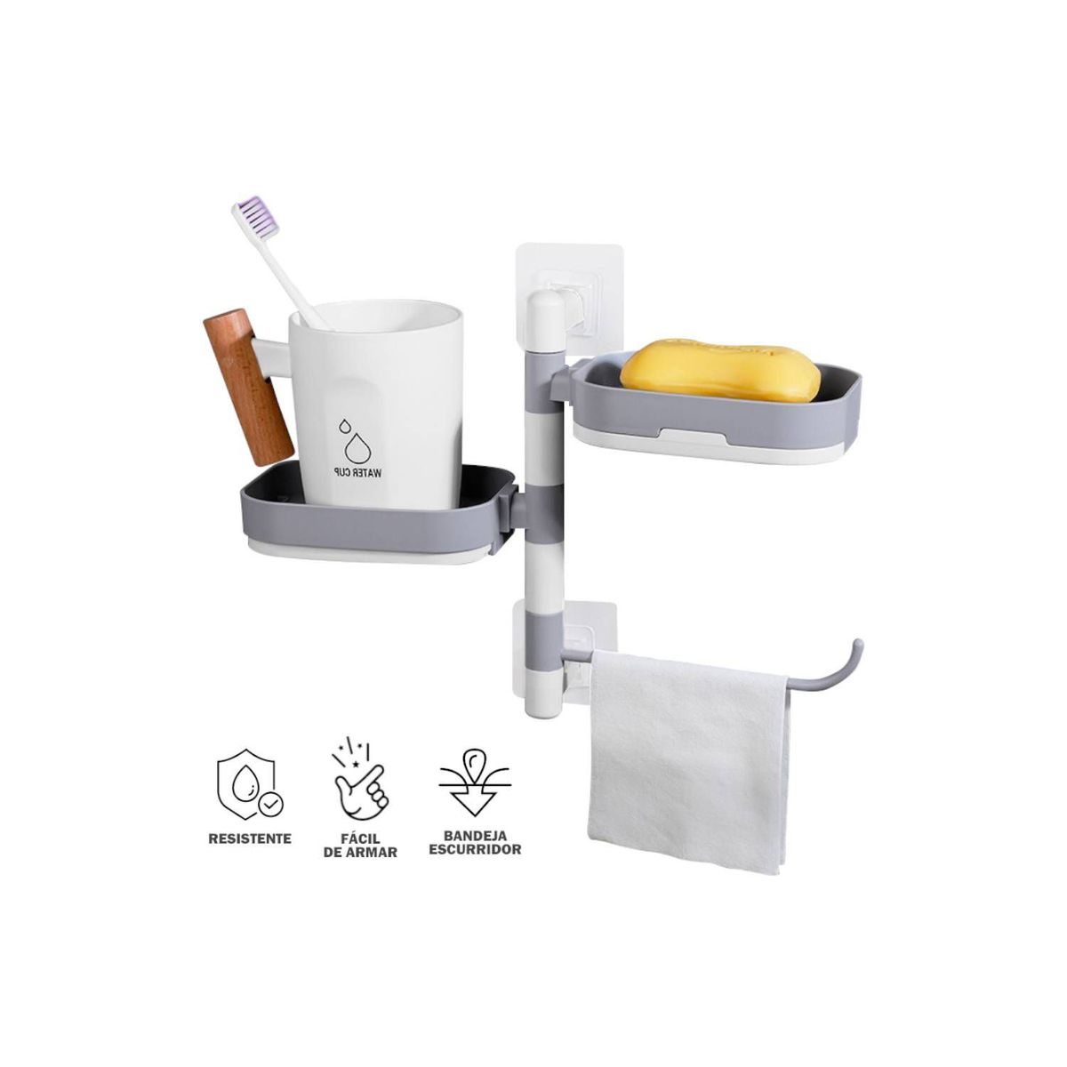 GENERICO - Jabonera Doble Porta Jabón con Toallero