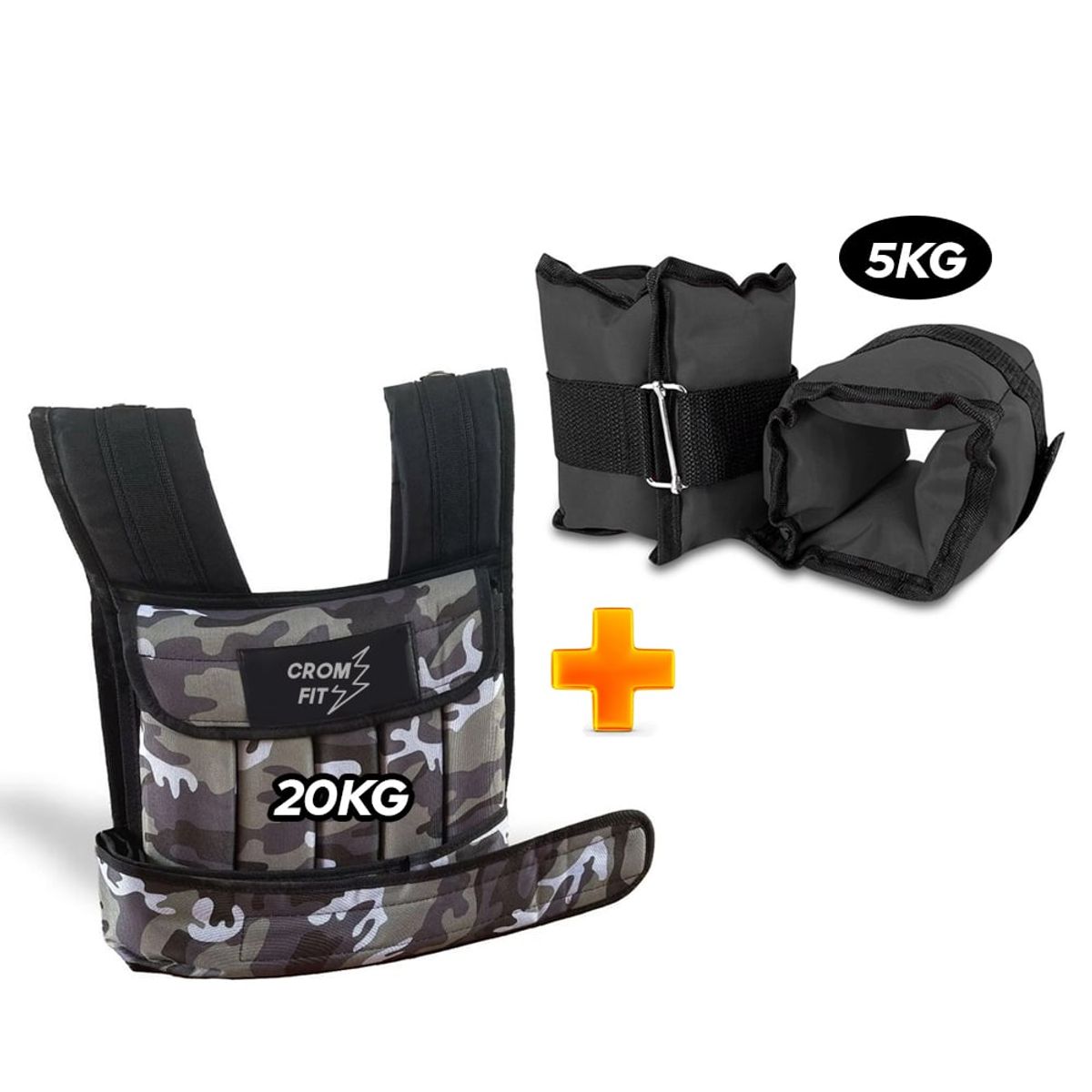 GENERICO - Par pesas tobilleras 5kg negro  chaleco crossfit 20kg