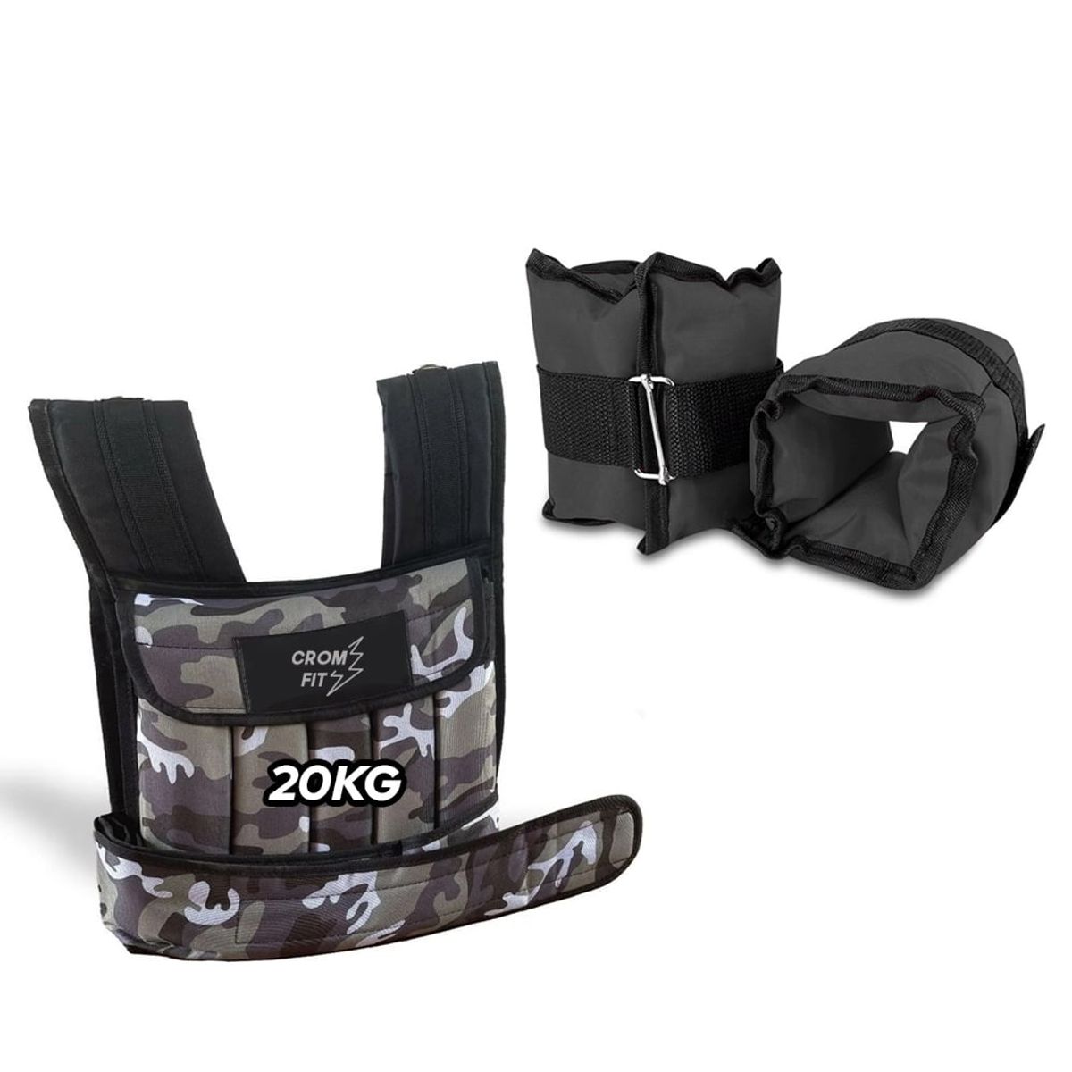 GENERICO - Par pesas tobilleras 5kg negro  chaleco crossfit 20kg