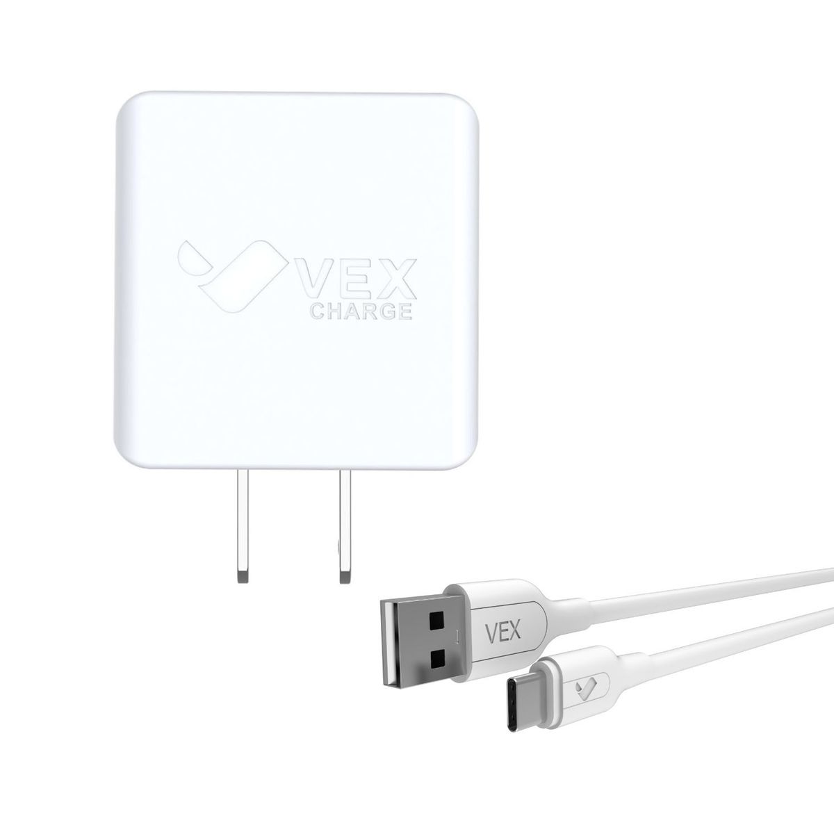 VEX - Cargador de Pared 2 puertos USB 3.1 con Cable Tipo C VEX - Blanco