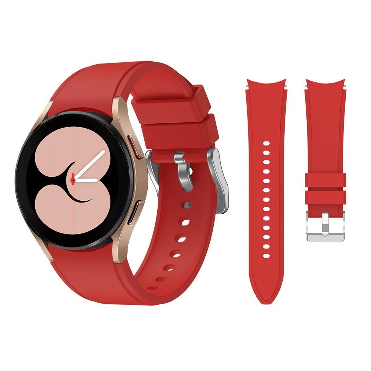 GENERICO - Correa Silicona 1 para Samsung Galaxy Watch 4 / 4 Classic - Rojo