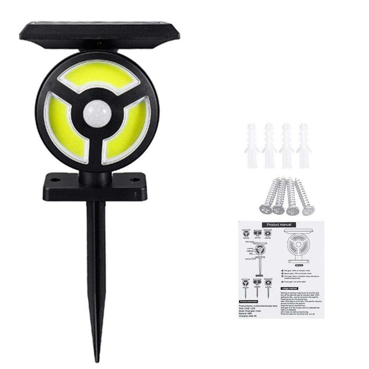 SEISA - Lampara Foco Luz Led con Panel Solar para Jardin Patio Exterior