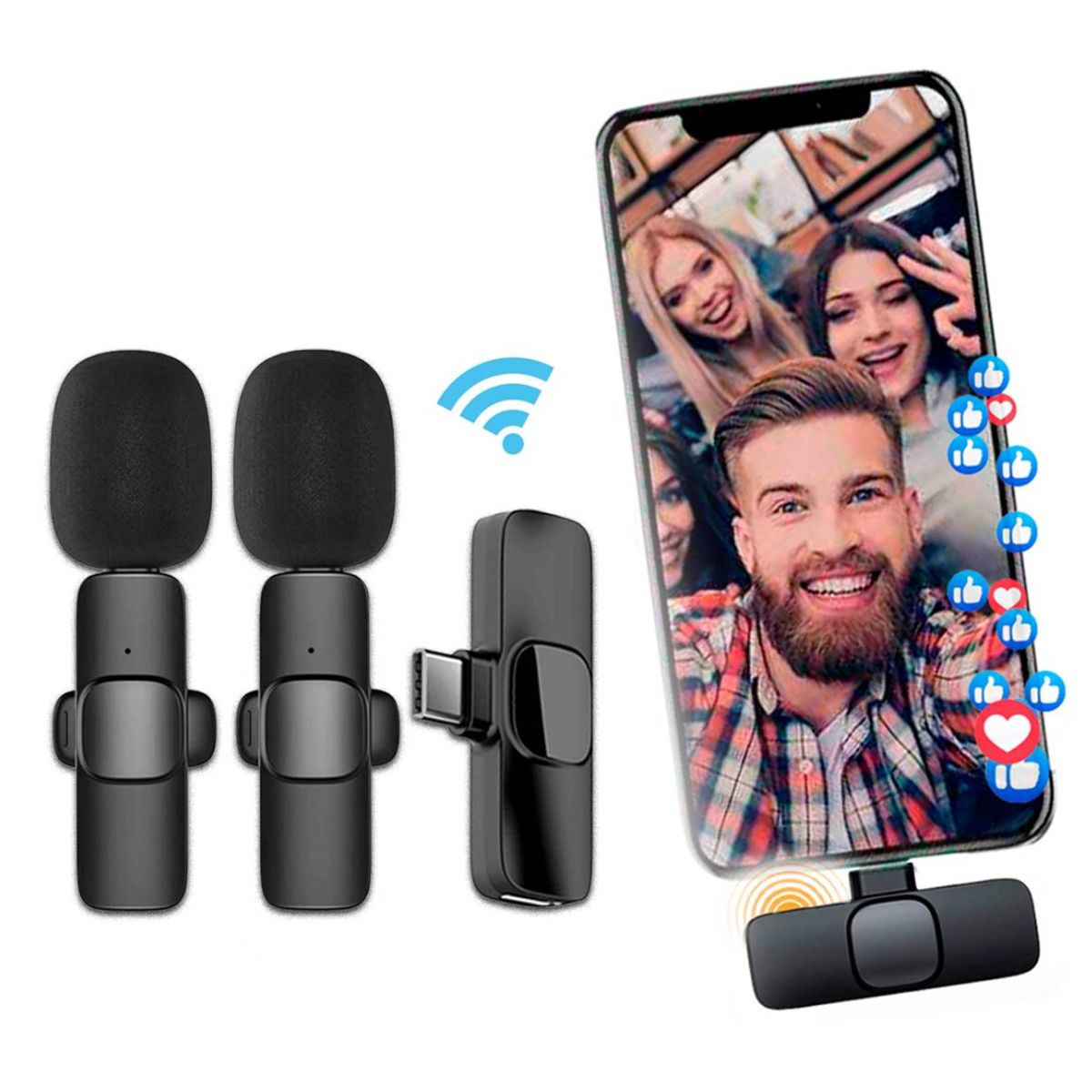 GENERICO - MICROFONO SOLAPERO INALAMBRICO PECHERO PARA CELULAR TIPO C  ANDROID